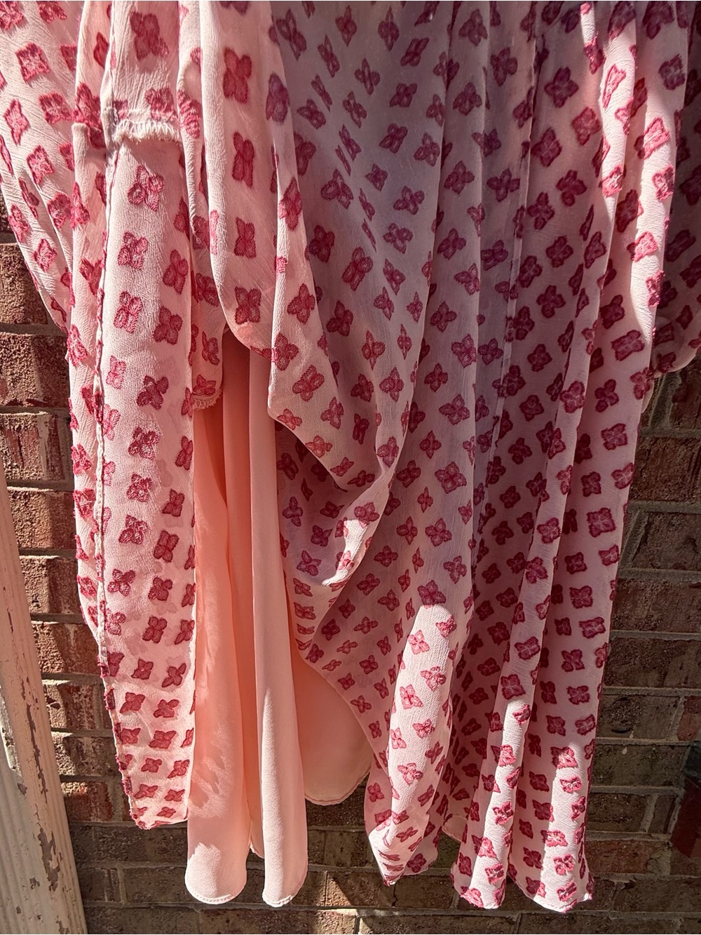 Storia Pink Red Floral-Print Midi Dress with Puff Sleeves - Picture 4 of 4